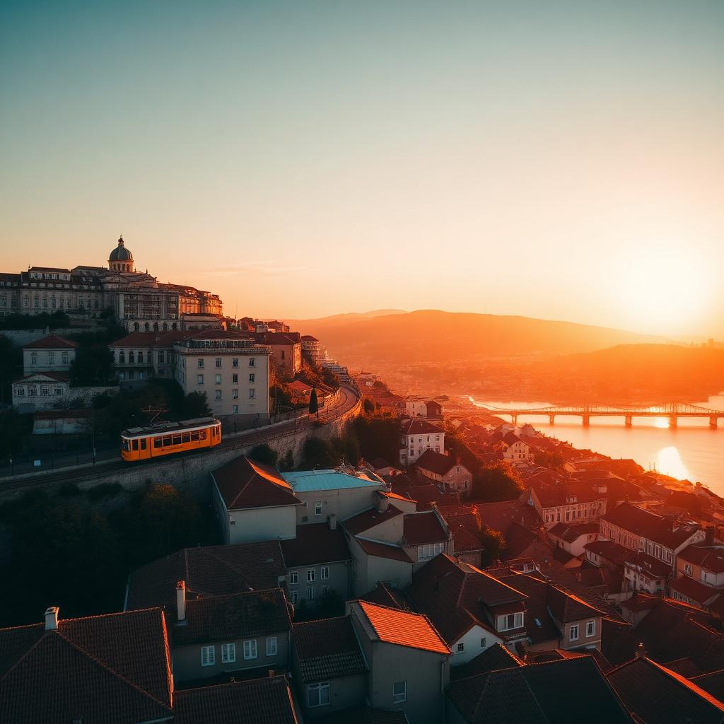 Panorama of Lisbon at sunset