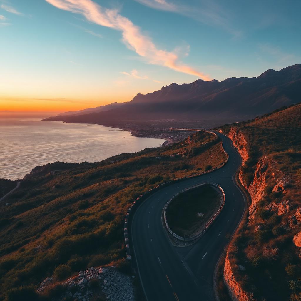 Winding road along the Portuguese coast
